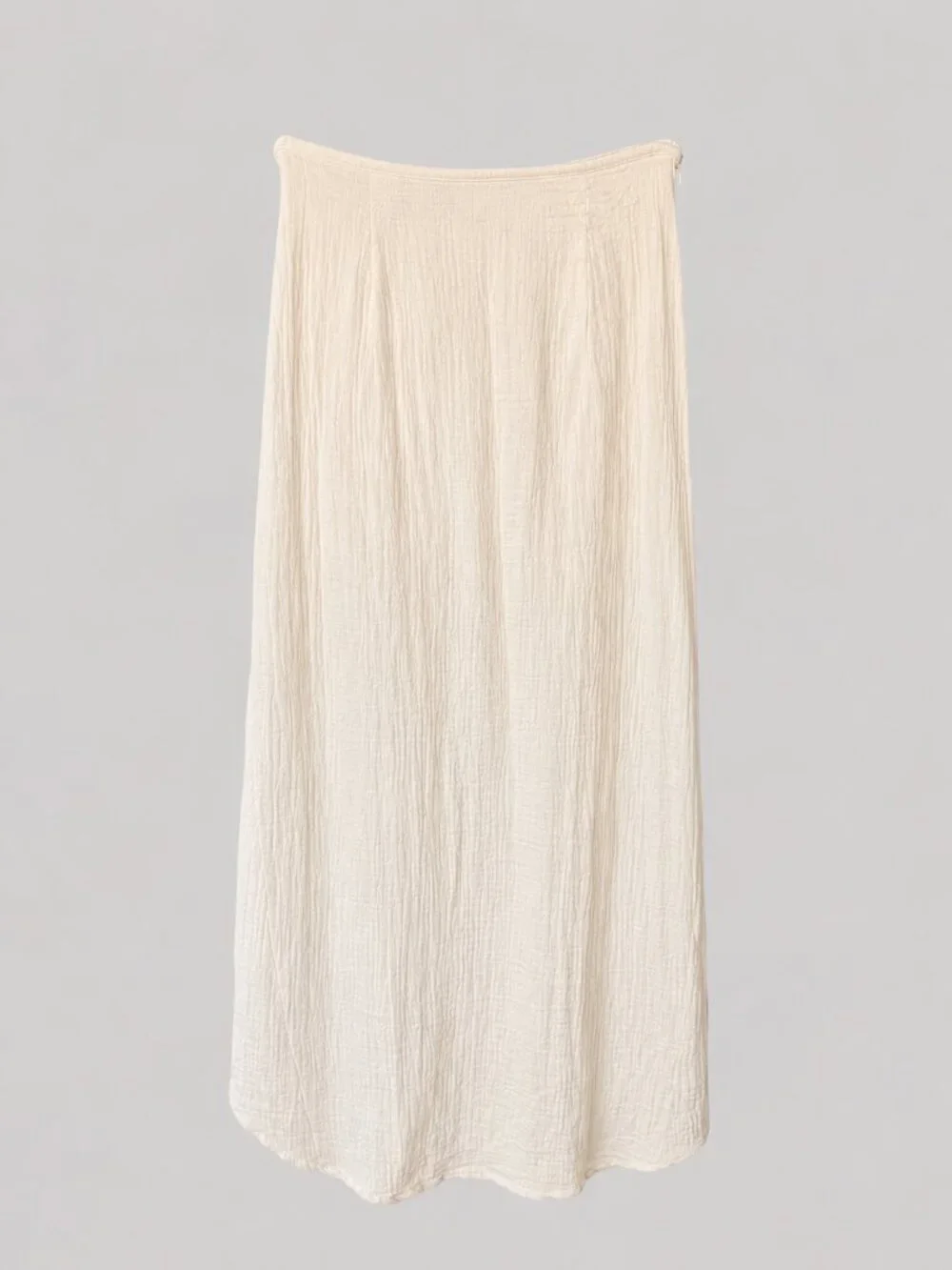 FREE PEOPLE Cerine Ruched Gauze Midi Skirt Natural Beige Sz 0 EUC